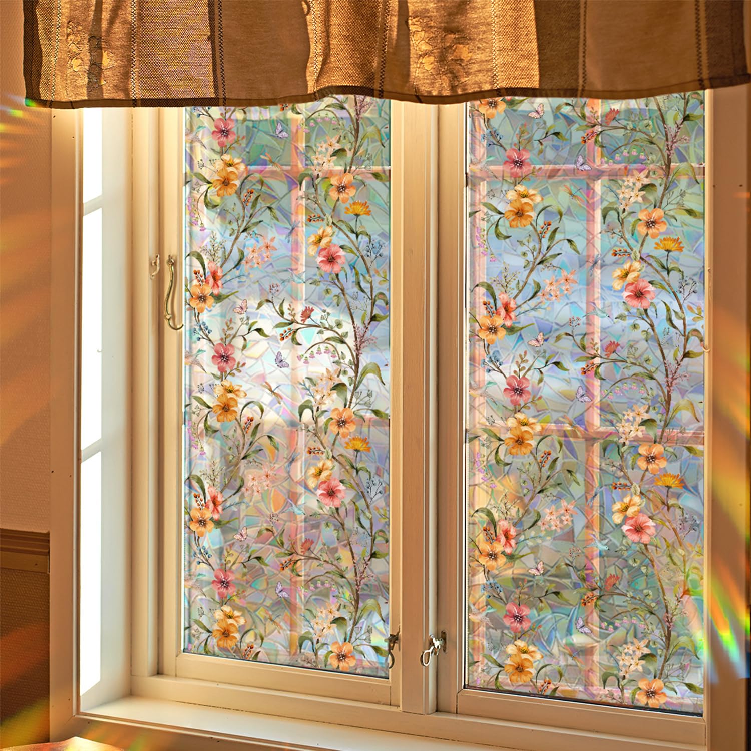 Stained Glass Window Film – Floral Privacy & Decorative Window Film