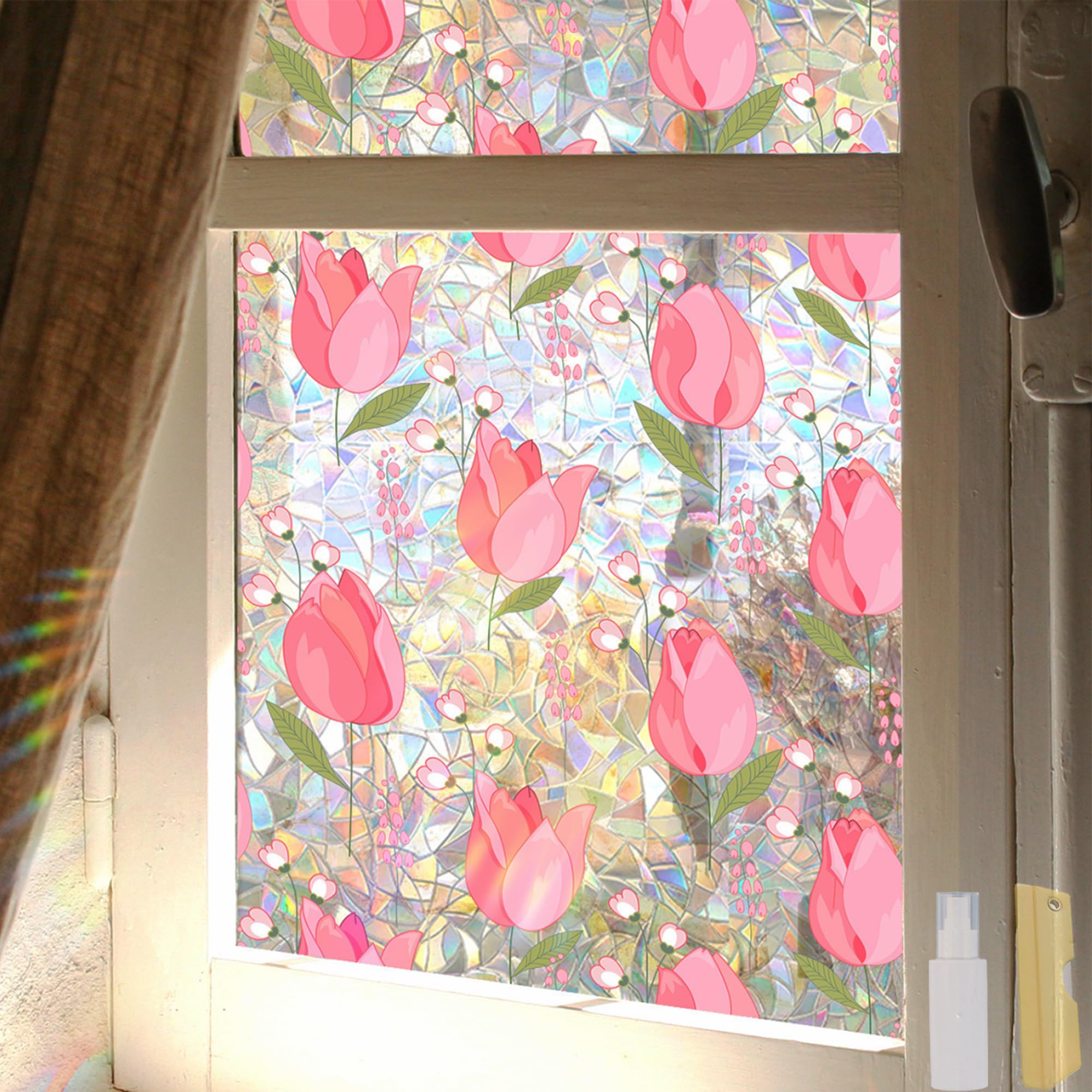 Stained Glass Window Film – Floral Privacy & Decorative Window Film