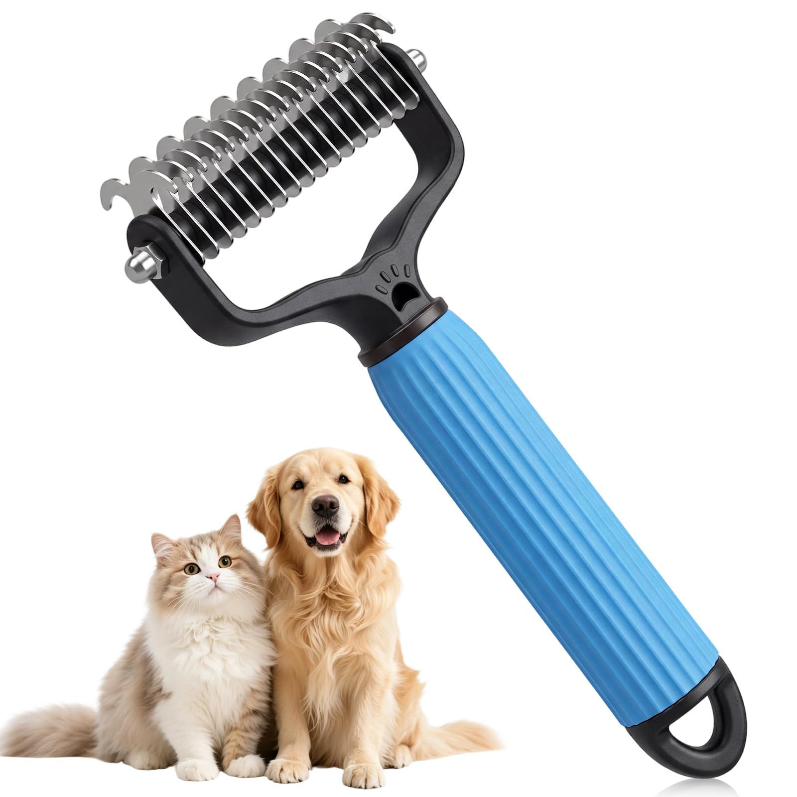 Pet Dematting & Deshedding Brush – Removes Knots, Tangles & Loose Fur for Dogs & Cats