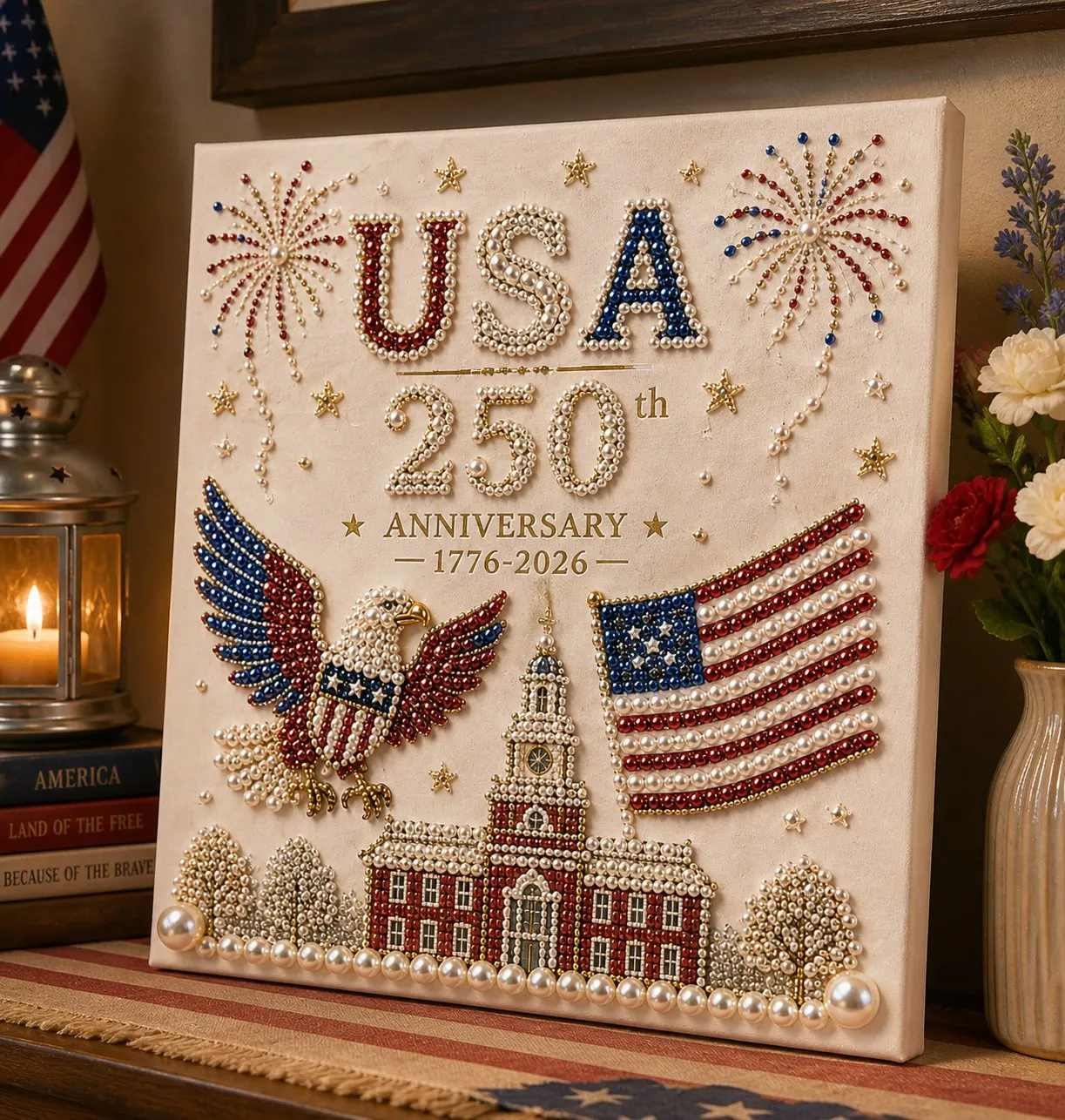 USA 250th Anniversary Pearl Art DIY Kit ✨ &ndash; Patriotic 3D Beaded Painting Craft for American Celebration