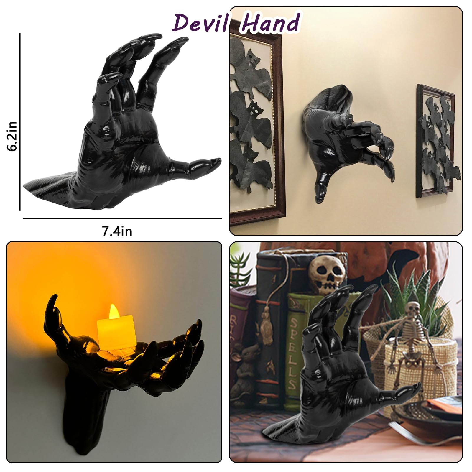 Halloween Creepy Hands Wall Decor Set &ndash; Life-Size Horror Hand Candle Holders for Spooky Haunted House Decoration