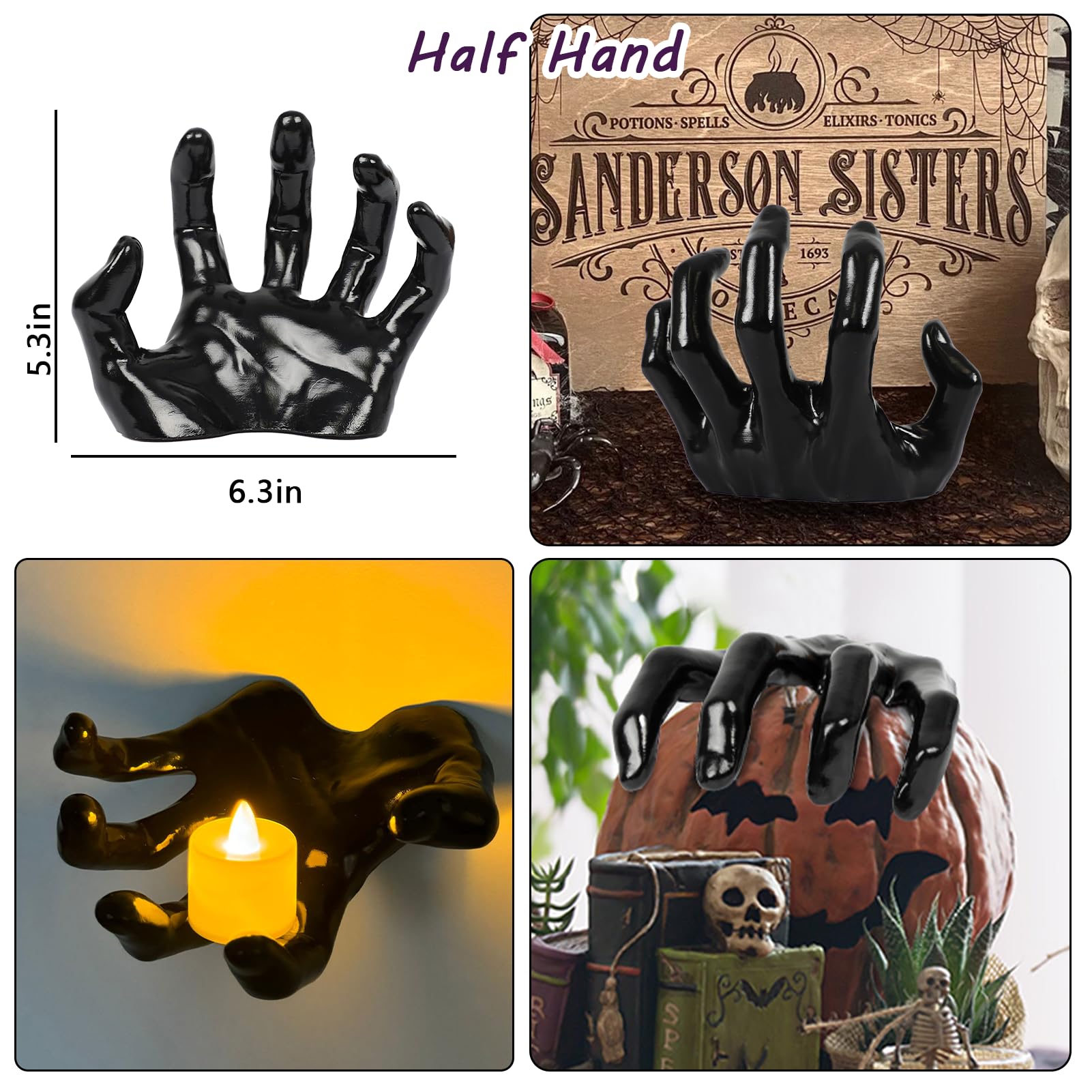 Halloween Creepy Hands Wall Decor Set &ndash; Life-Size Horror Hand Candle Holders for Spooky Haunted House Decoration