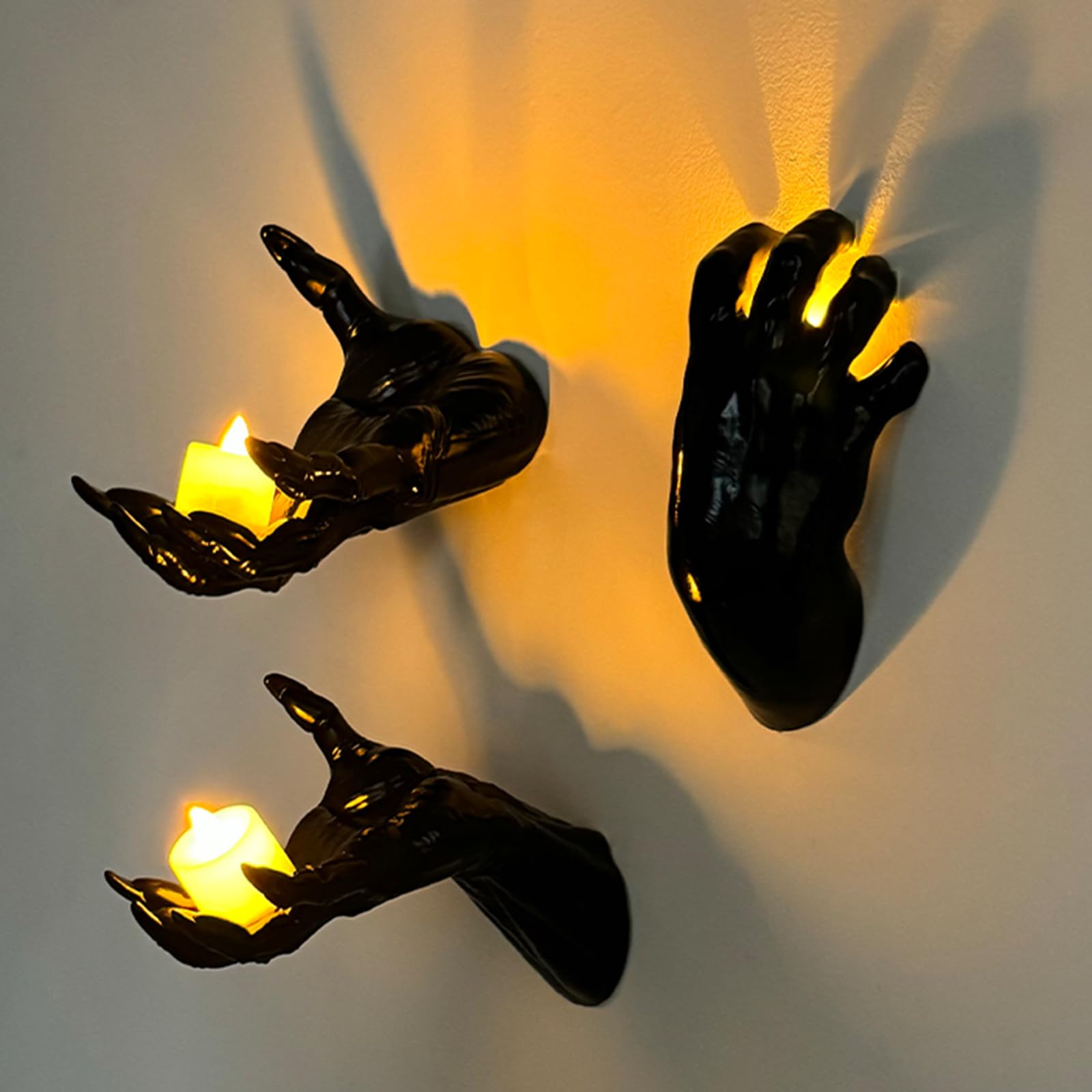 Halloween Creepy Hands Wall Decor Set &ndash; Life-Size Horror Hand Candle Holders for Spooky Haunted House Decoration