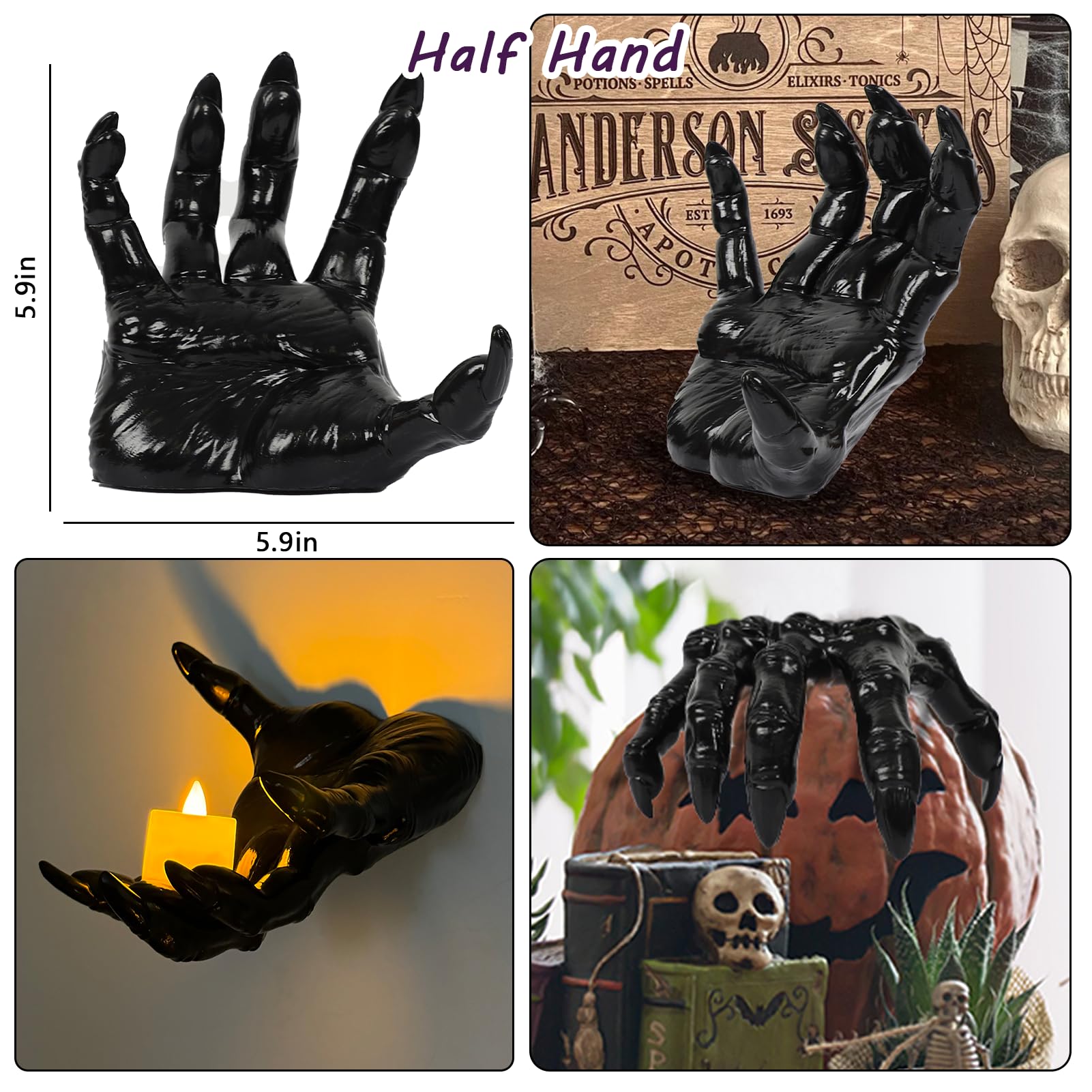 Halloween Creepy Hands Wall Decor Set &ndash; Life-Size Horror Hand Candle Holders for Spooky Haunted House Decoration