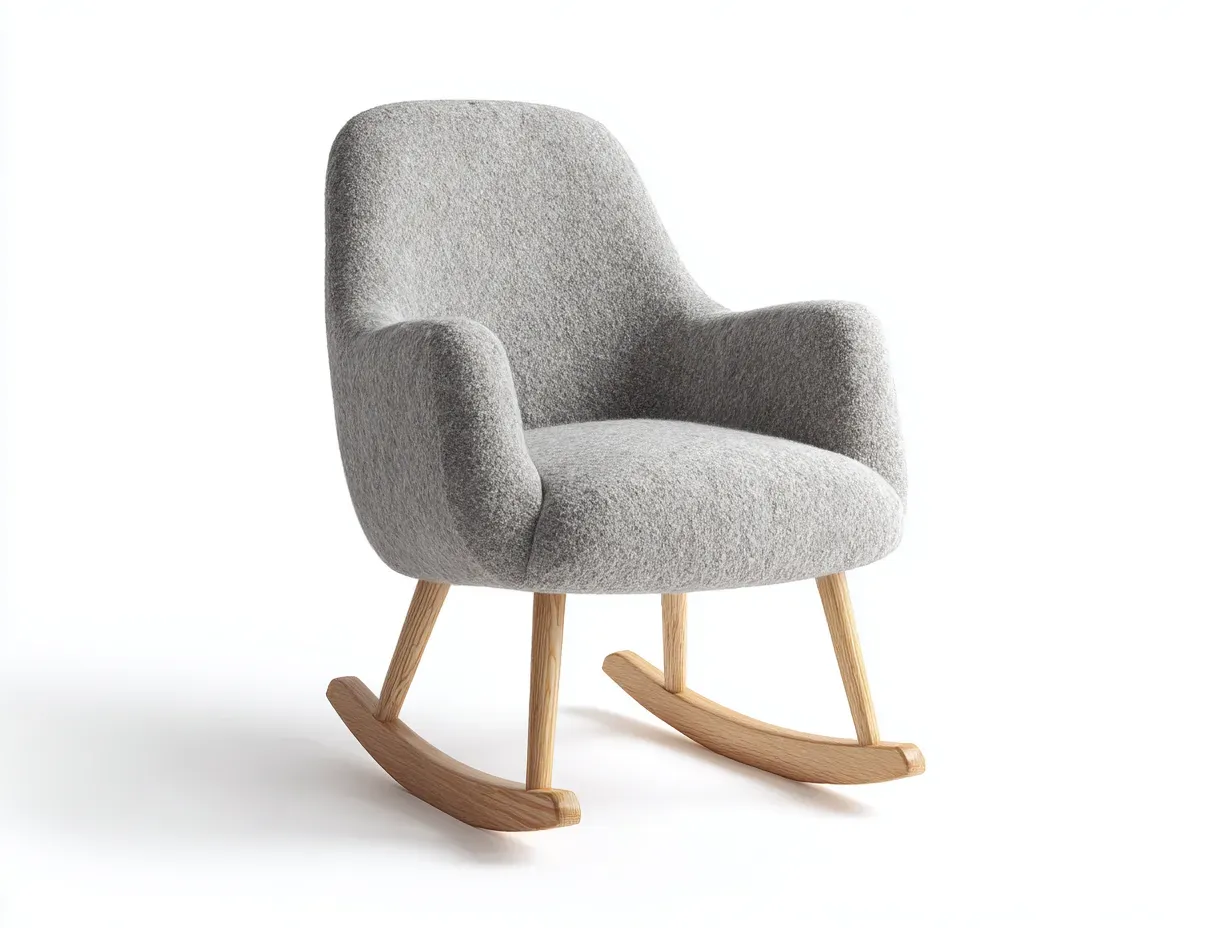Fauteuil à bascule - tissu-bois - 85x71x96 cm - gris - style minimaliste-Casamyhut