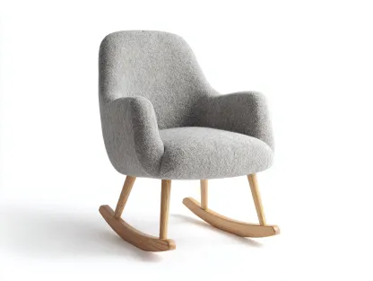 Fauteuil à bascule - tissu-bois - 85x71x96 cm - gris - style minimaliste-Casamyhut