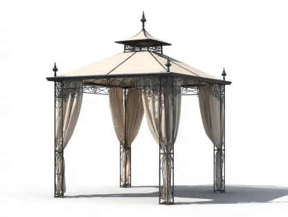 Tonnelle de jardin - métal-tissu polyester - 350x350x330 cm - beige-noir - style classique-Casamyhut