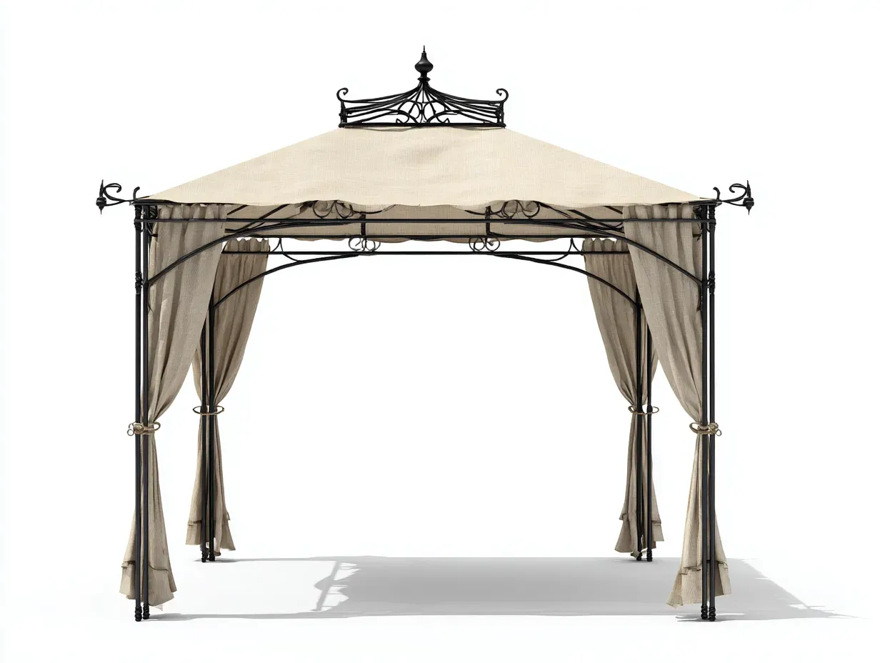 Tonnelle de jardin - métal-tissu polyester - 320x320x310 cm - beige-noir - style classique-Casamyhut