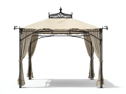 Tonnelle de jardin - métal-tissu polyester - 320x320x310 cm - beige-noir - style classique-Casamyhut
