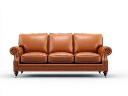 Canapé 3 places - cuir-bois - 220x93x87 cm - marron clair - style classique-Casamyhut