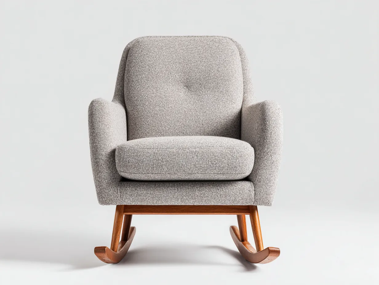 Fauteuil à bascule - tissu-bois - 89x75x100 cm - gris - style contemporain-Casamyhut