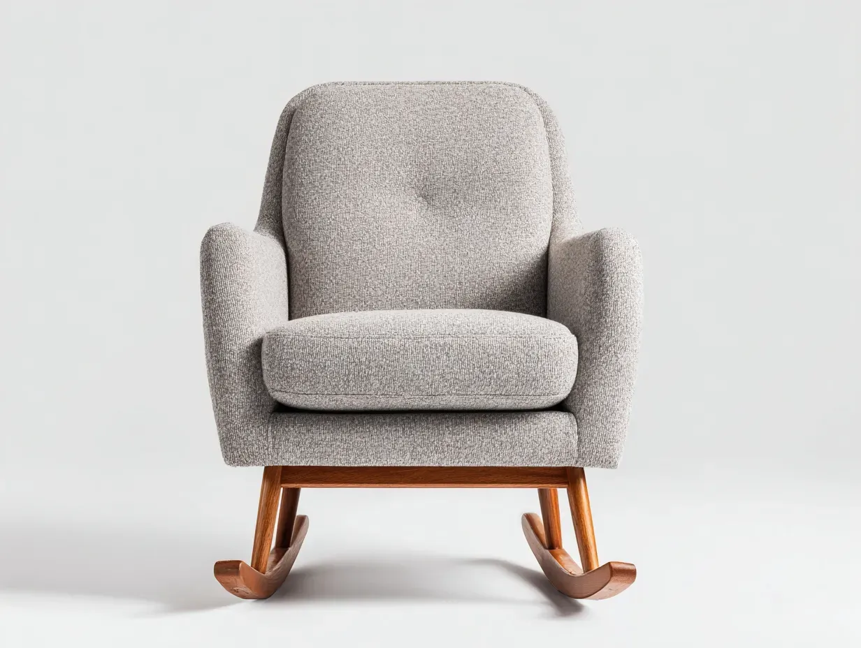 Fauteuil à bascule - tissu-bois - 89x75x100 cm - gris - style contemporain-Casamyhut