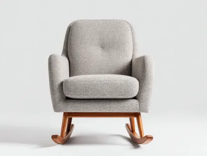 Fauteuil à bascule - tissu-bois - 89x75x100 cm - gris - style contemporain-Casamyhut