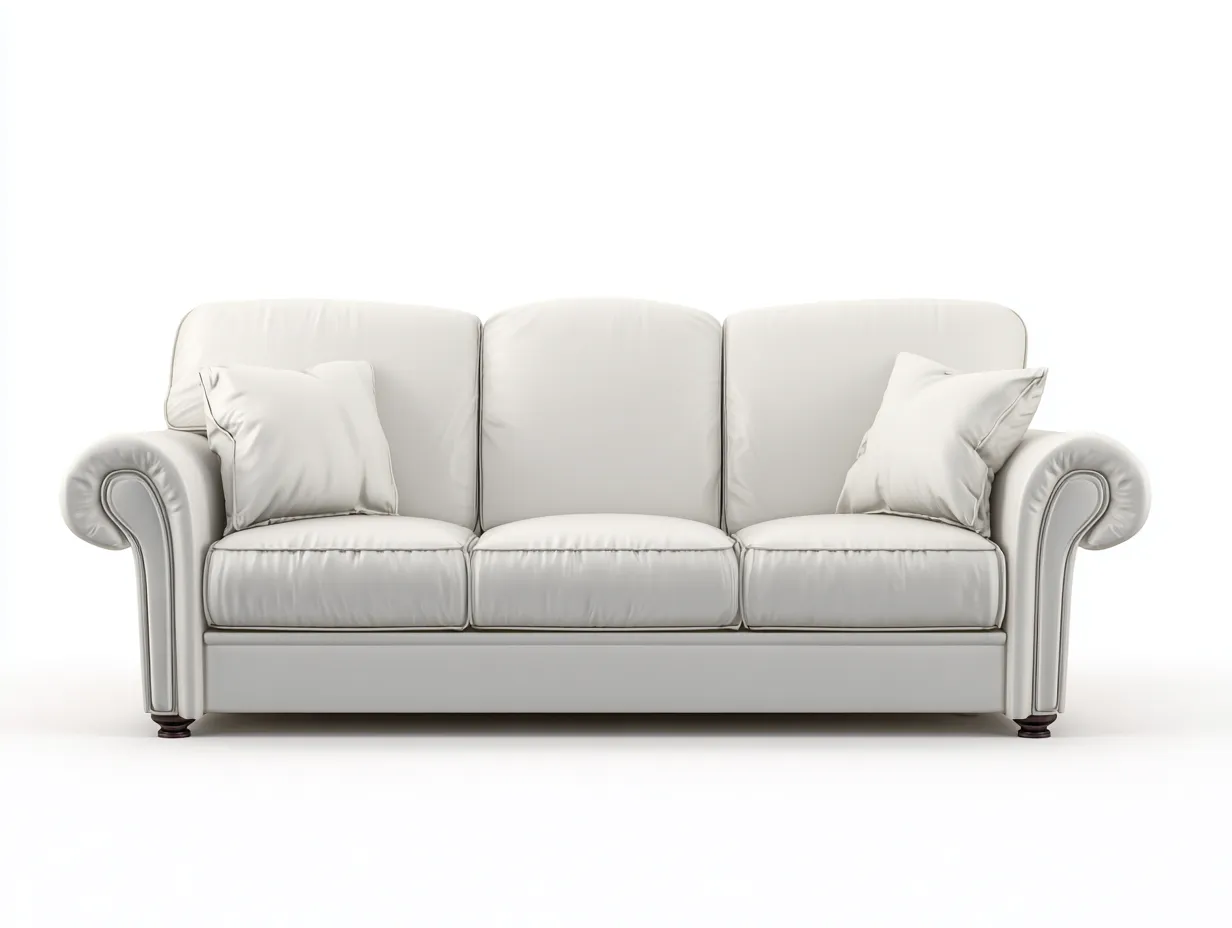 Canapé 3 places - cuir-bois - 210x92x86 cm - blanc - style classique-Casamyhut
