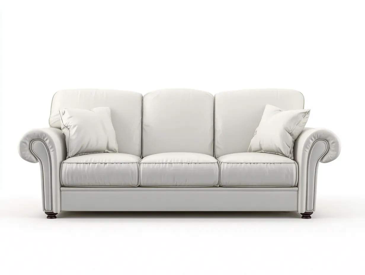 Canapé 3 places - cuir-bois - 210x92x86 cm - blanc - style classique-Casamyhut