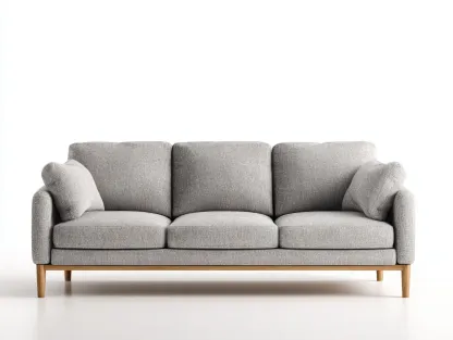 Canapé 3 places - tissu-bois - 210x90x82 cm - gris beige - style moderne-Casamyhut