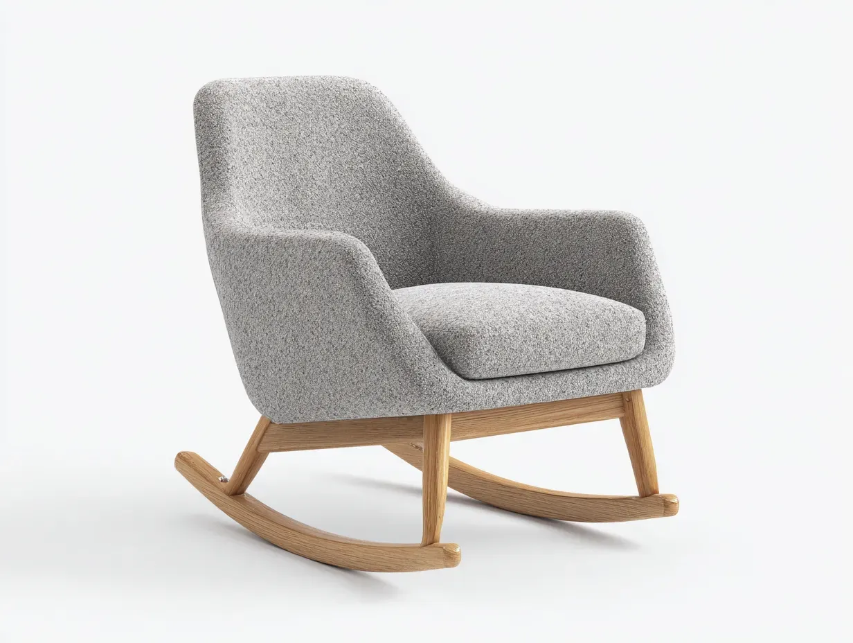 Fauteuil à bascule - tissu-bois - 87x73x99 cm - gris - style scandinave-Casamyhut
