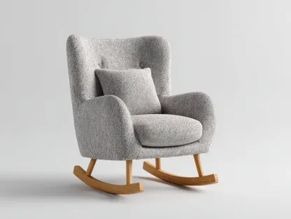 Fauteuil à bascule - tissu-bois - 92x78x104 cm - gris - style nordique-Casamyhut