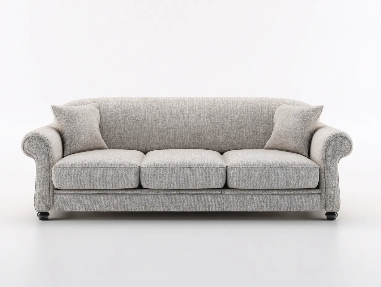 Canapé 3 places - tissu-bois - 205x88x84 cm - gris clair - style classique-Casamyhut