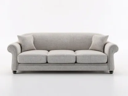 Canapé 3 places - tissu-bois - 205x88x84 cm - gris clair - style classique-Casamyhut