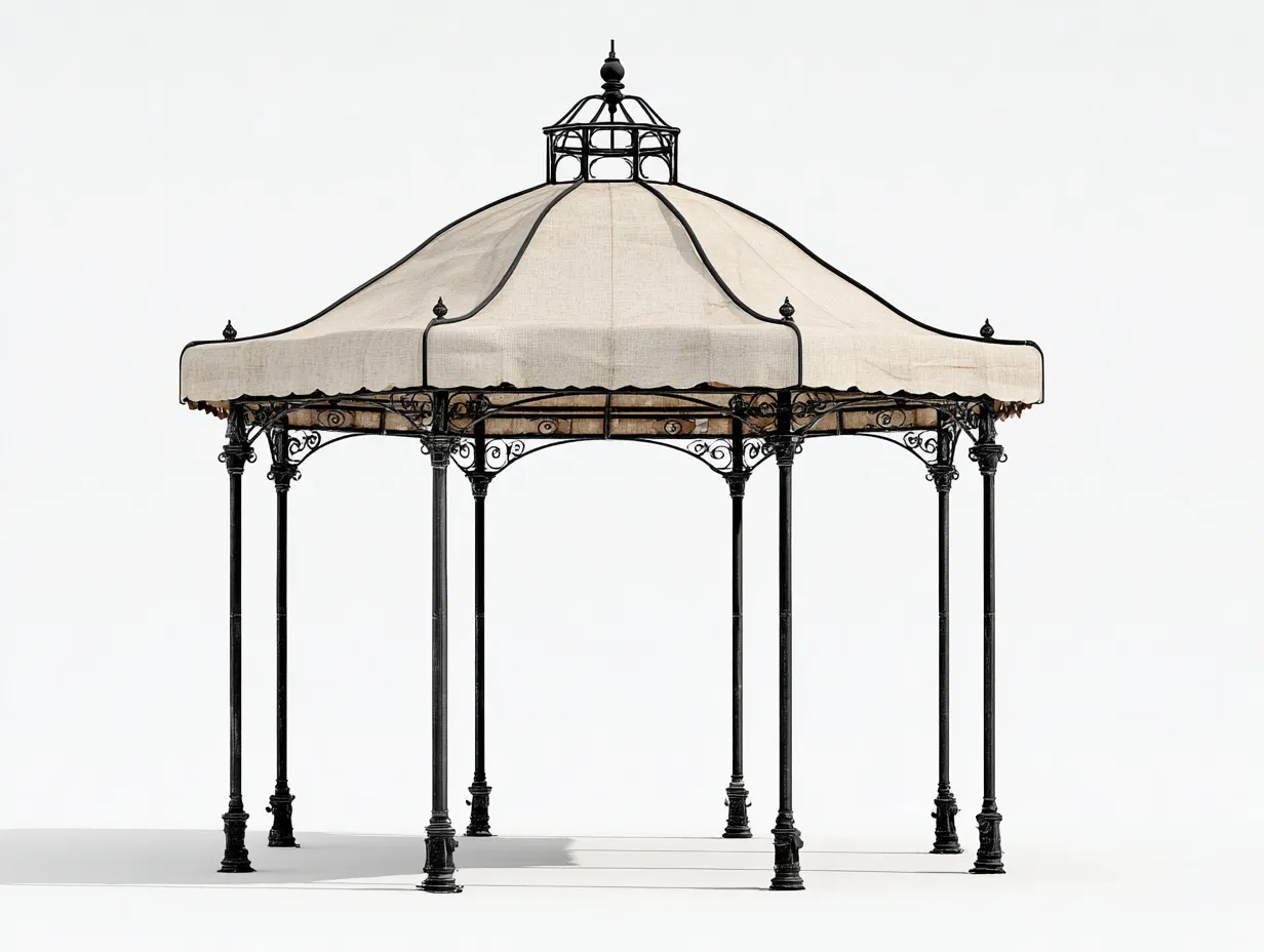Tonnelle de jardin - métal-tissu polyester - 370x370x340 cm - beige-noir - style classique-Casamyhut