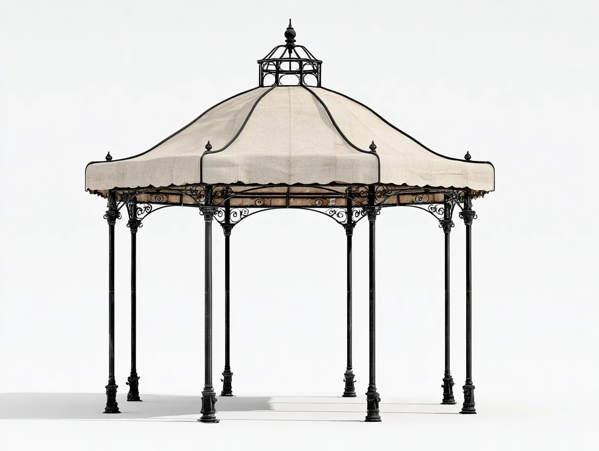 Tonnelle de jardin - métal-tissu polyester - 370x370x340 cm - beige-noir - style classique-Casamyhut
