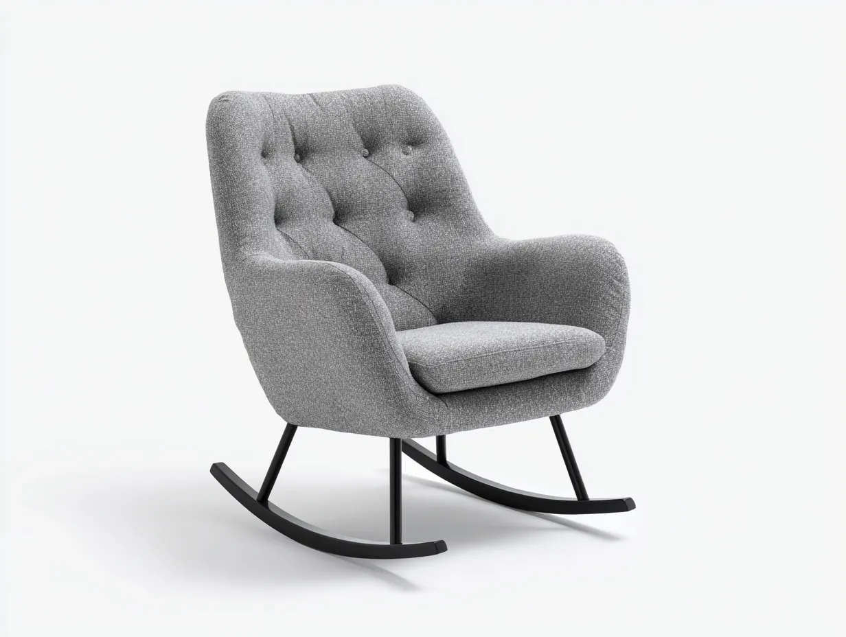Fauteuil à bascule - tissu-métal - 86x72x98 cm - gris - style moderne-Casamyhut