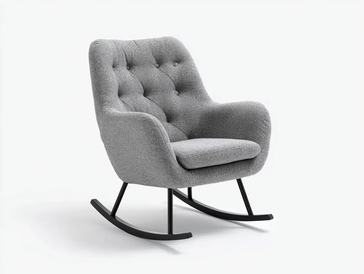 Fauteuil à bascule - tissu-métal - 86x72x98 cm - gris - style moderne-Casamyhut