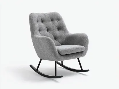 Fauteuil à bascule - tissu-métal - 86x72x98 cm - gris - style moderne-Casamyhut