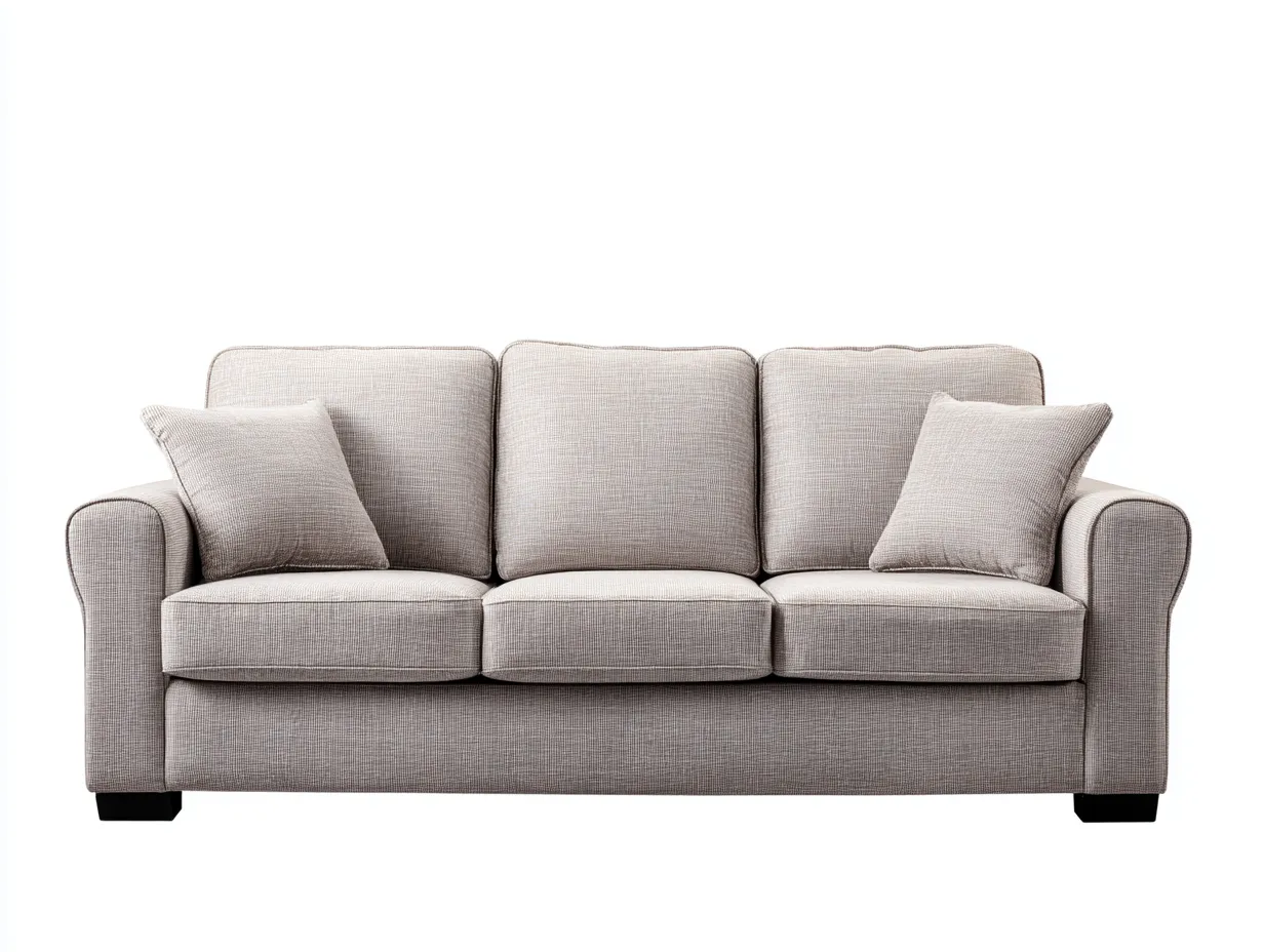 Canapé 3 places - tissu-bois - 208x91x85 cm - beige - style classique-Casamyhut