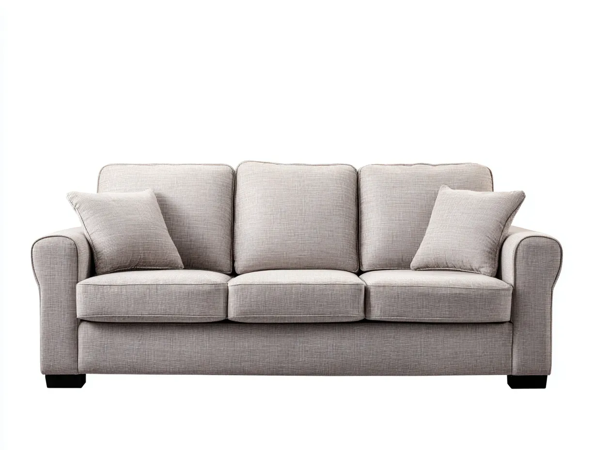 Canapé 3 places - tissu-bois - 208x91x85 cm - beige - style classique-Casamyhut