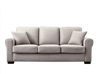 Canapé 3 places - tissu-bois - 208x91x85 cm - beige - style classique-Casamyhut