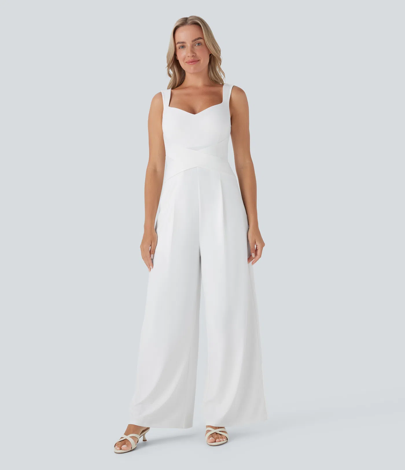 U Back Sleeveless Casual Jumpsuit with Pockets