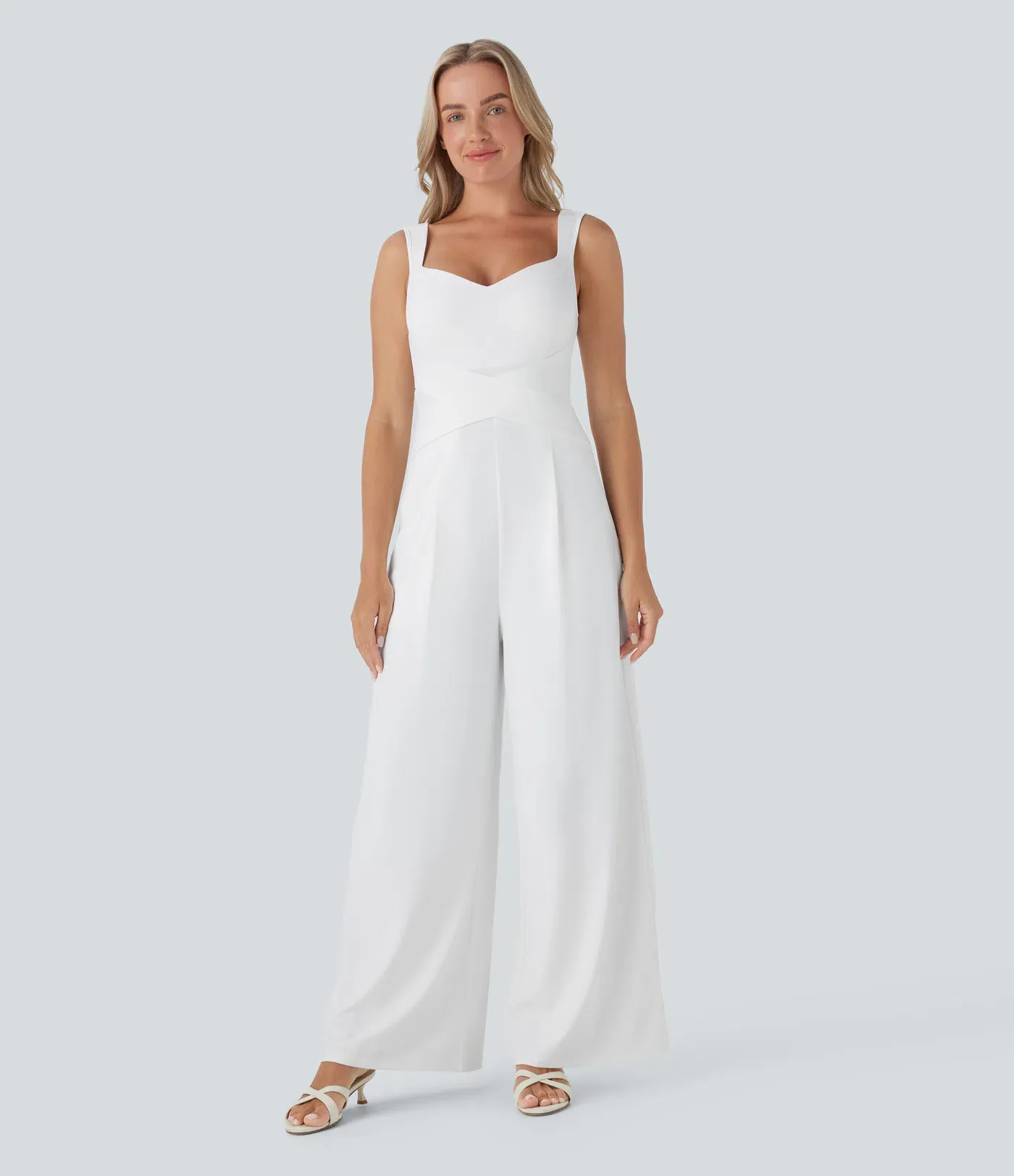 U Back Sleeveless Casual Jumpsuit with Pockets