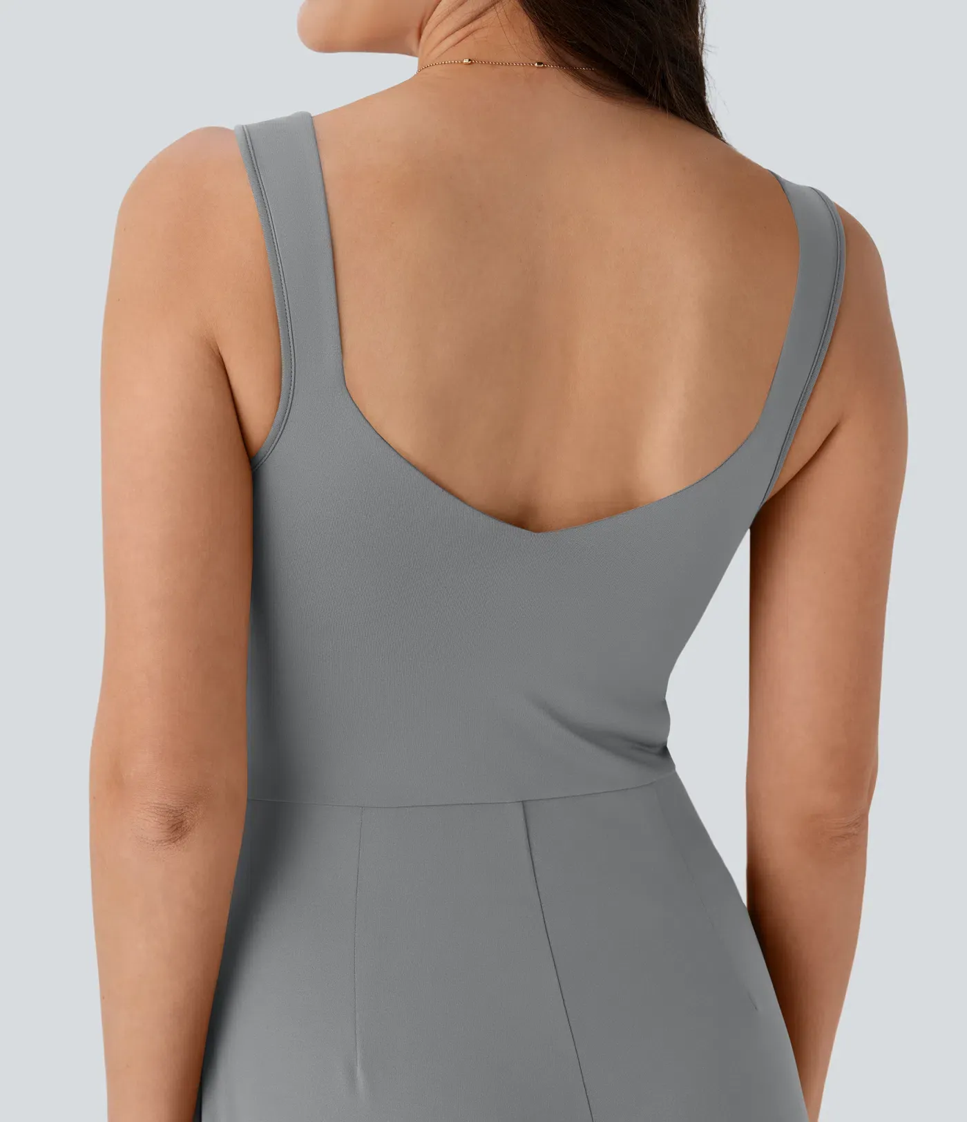 U Back Sleeveless Casual Jumpsuit with Pockets