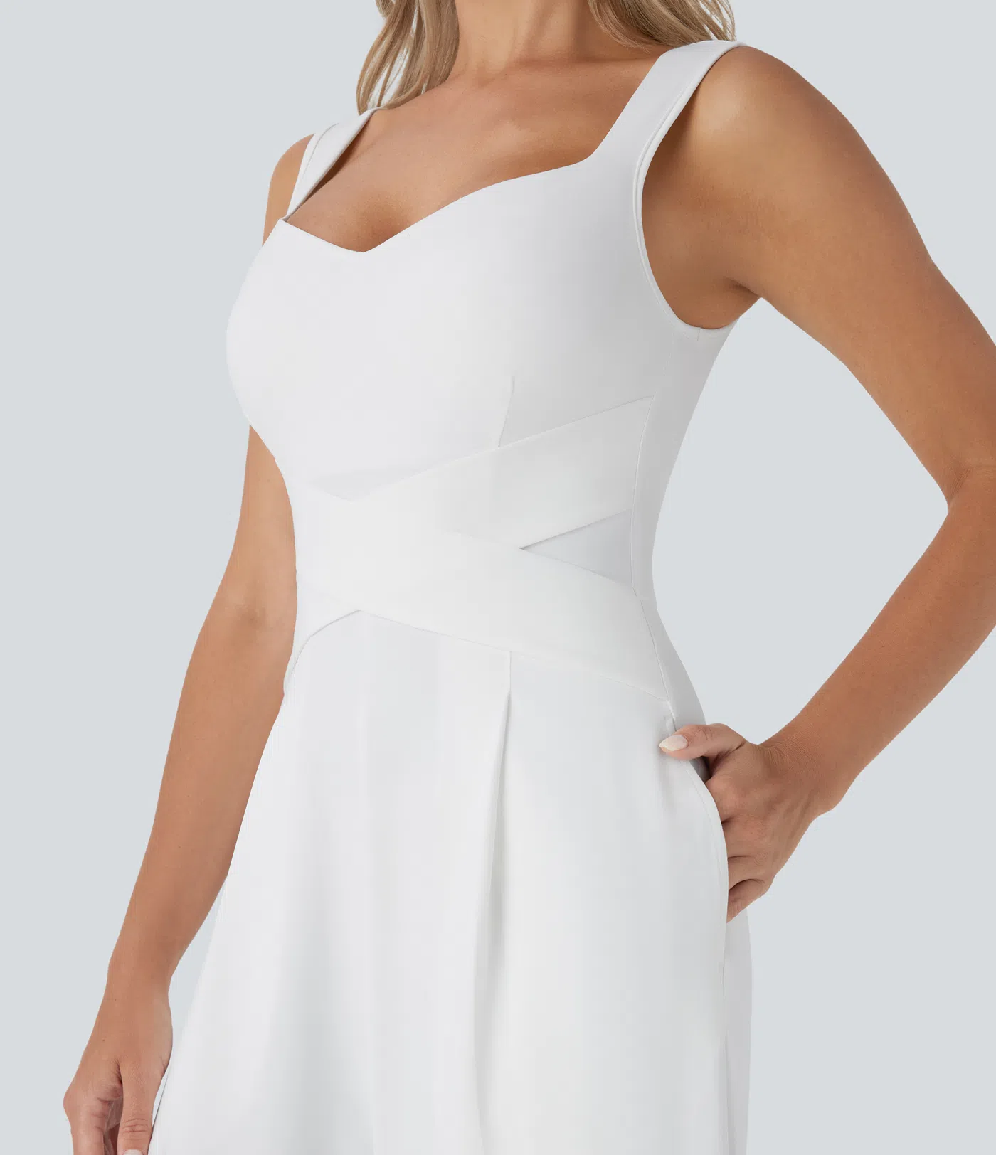 U Back Sleeveless Casual Jumpsuit with Pockets