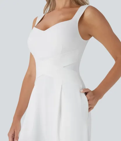 U Back Sleeveless Casual Jumpsuit with Pockets