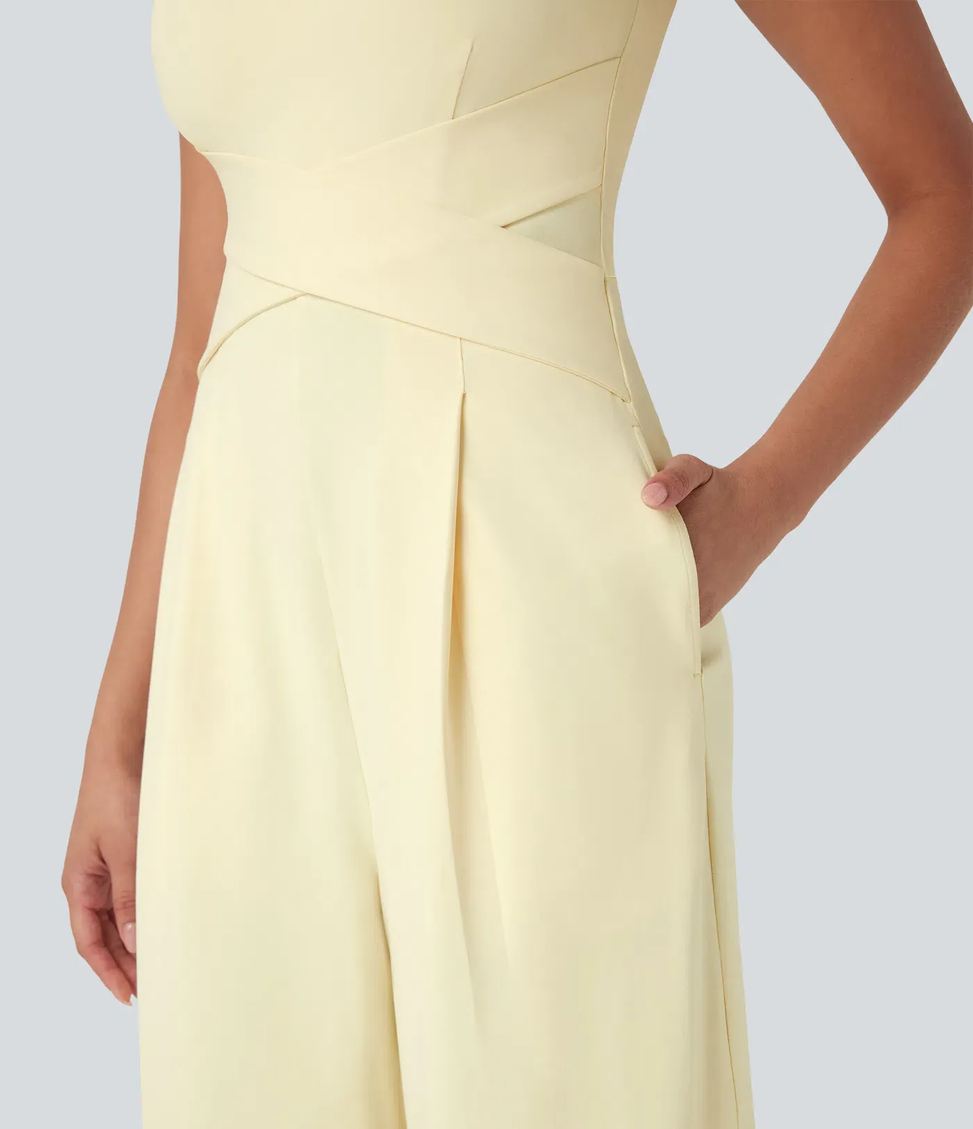 U Back Sleeveless Casual Jumpsuit with Pockets