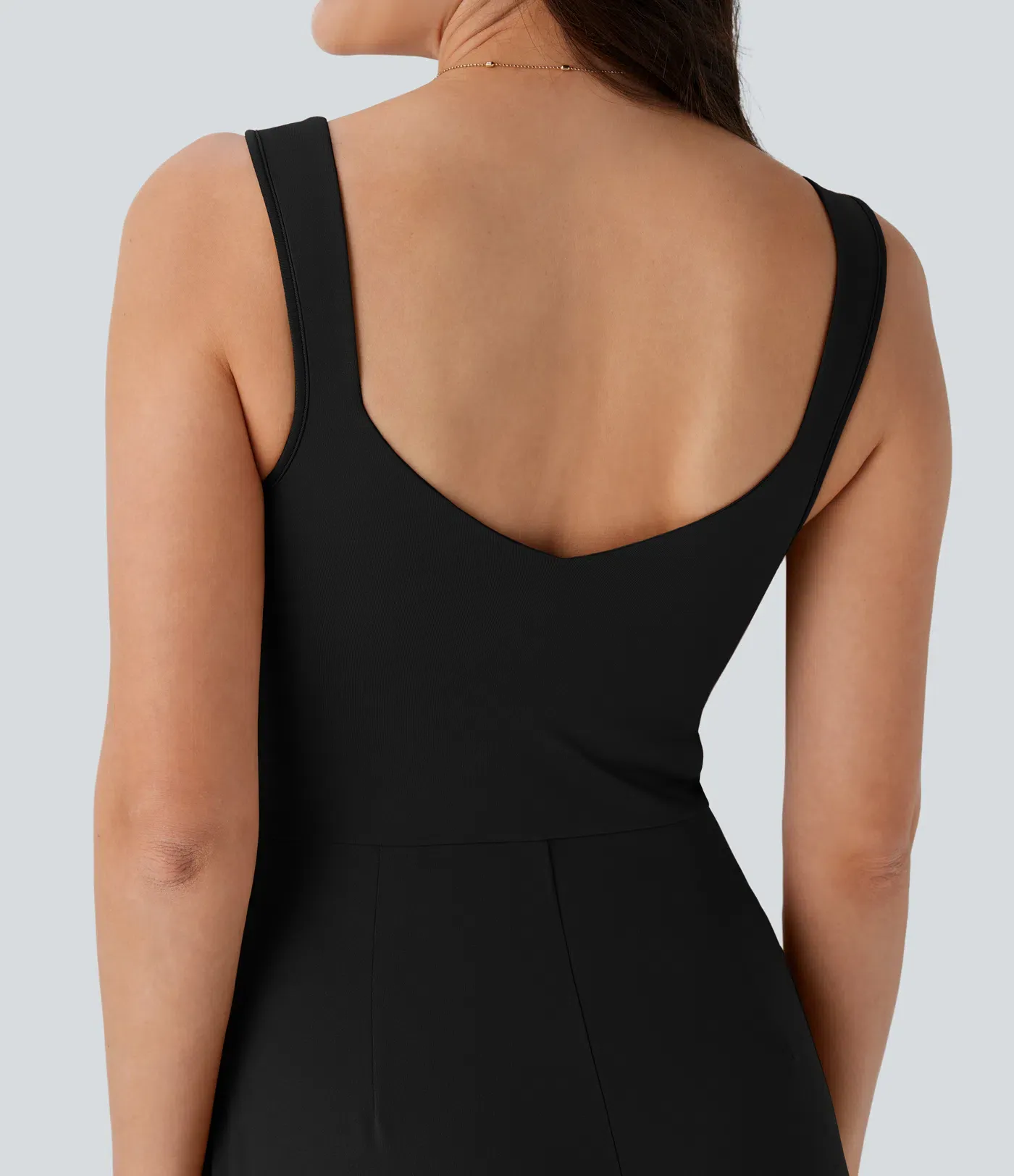 U Back Sleeveless Casual Jumpsuit with Pockets