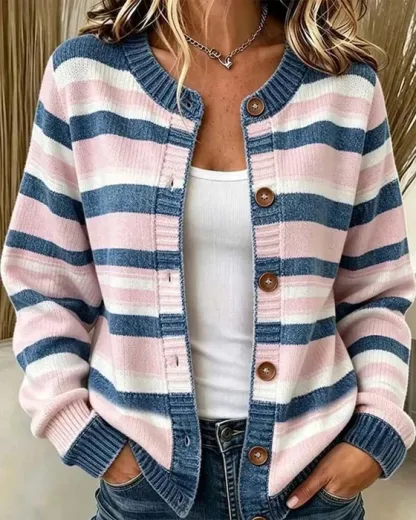 Pastel Stripe Knit Cardigan