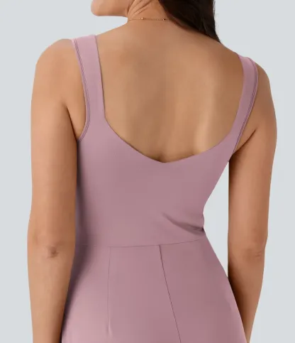 U Back Sleeveless Casual Jumpsuit with Pockets