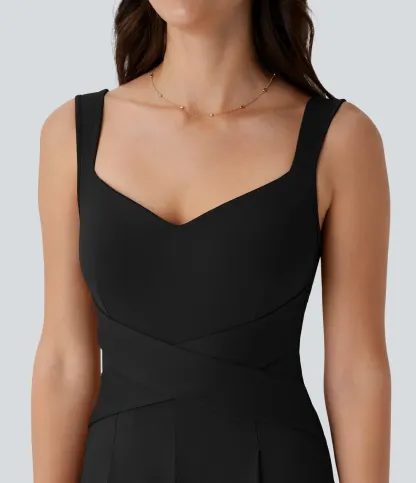 U Back Sleeveless Casual Jumpsuit with Pockets
