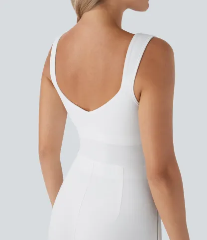 U Back Sleeveless Casual Jumpsuit with Pockets