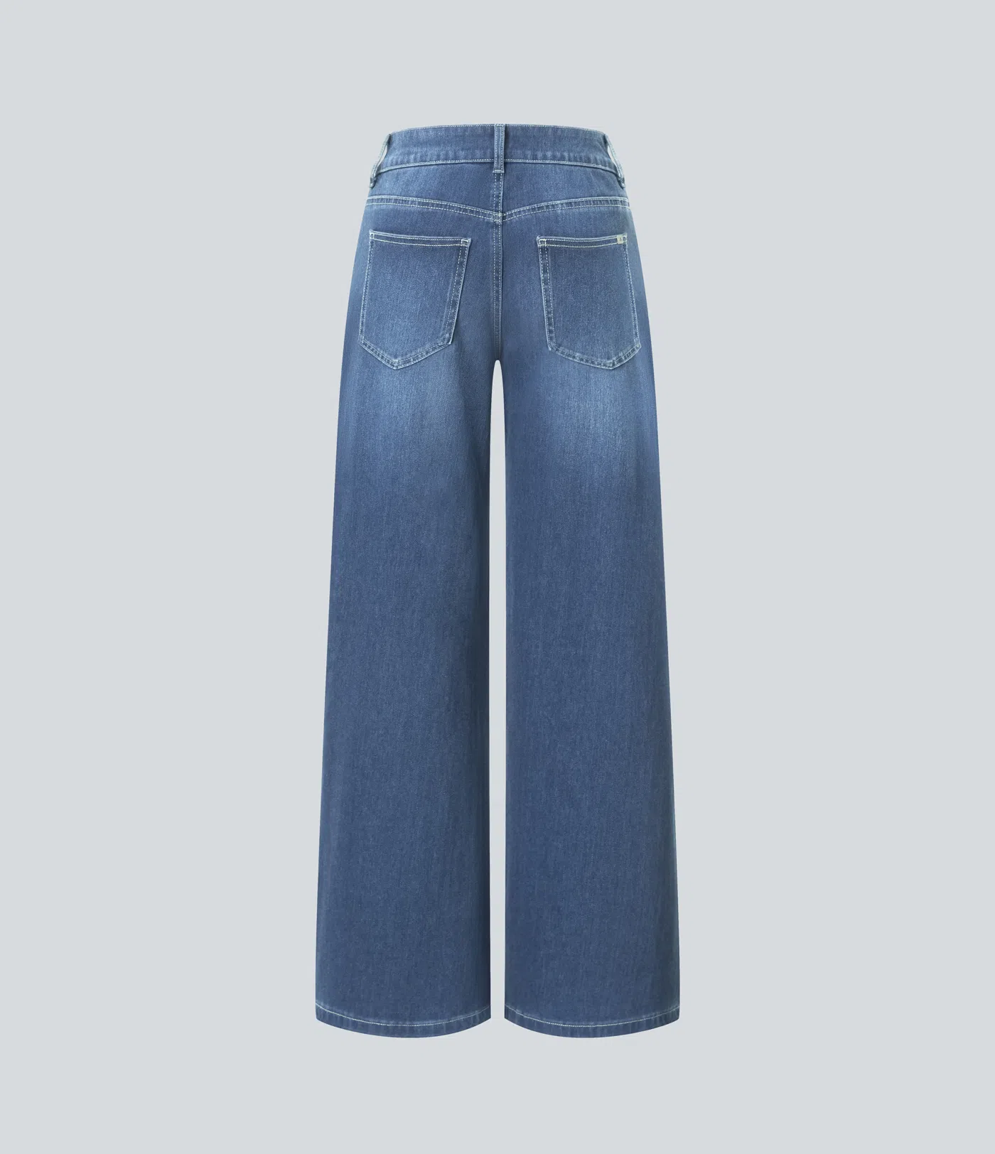 Asymmetric Low Rise Zipper Pockets Baggy Wide Leg Washed Casual Jeans