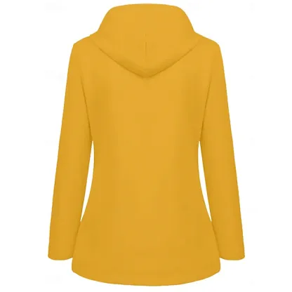 Women's Hoodie Jacket Waterproof Comfortable Pocket Buttons Casual Plain Vacation Street Casual Daily Wear Single Breasted Regular Hooded Regular Fit Long Sleeve Outerwear Yellow Red Navy Blue Spring