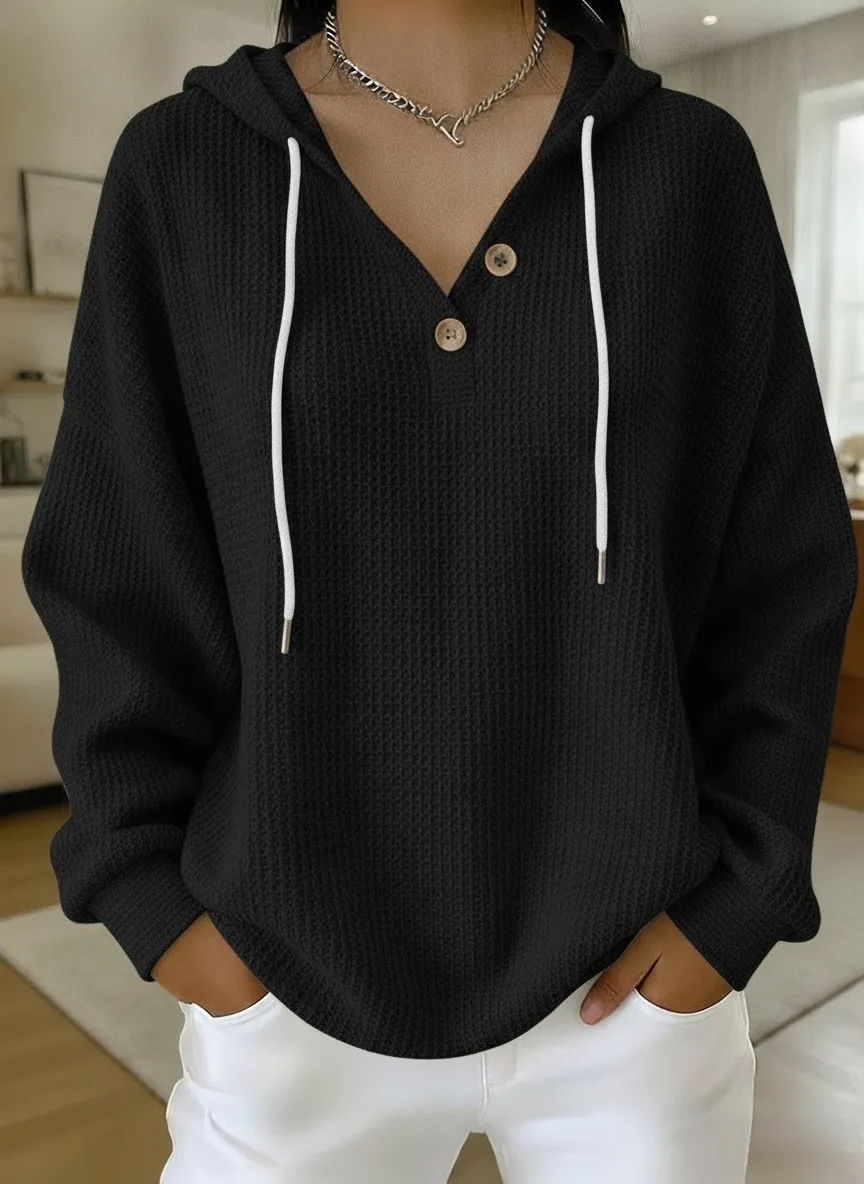 Women's Waffle Sweatshirts Textured Pullover Hoodie Sweatshirt Waffle Knit Tops