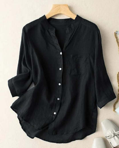 Women's cotton and linen shirt - casual Half Sleeve summer top