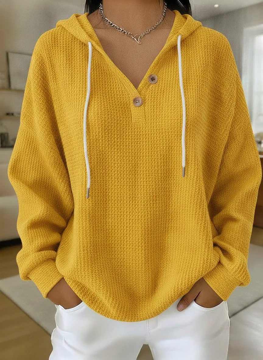Women's Waffle Sweatshirts Textured Pullover Hoodie Sweatshirt Waffle Knit Tops