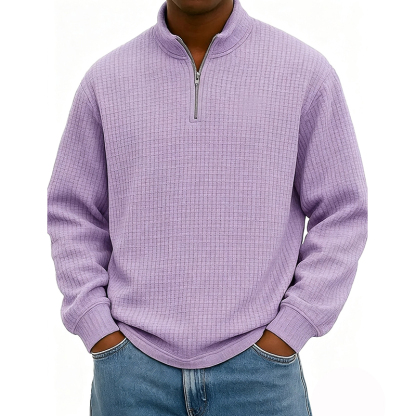 BESTSELLER🔥 Men’s Rib-Cuff Quarter-Zip Top – Cozy Waffle Texture, Everyday Casual Fit