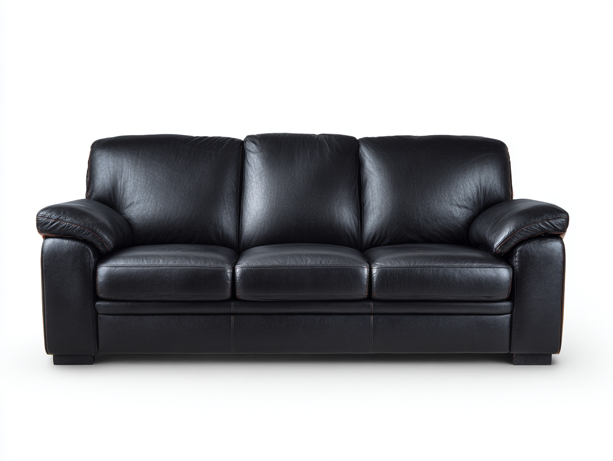 Divani a 3 posti - Pelle sintetica-Legno - 224 x 97 x 89 cm - Nero - Stile elegante moderno- Matiocorner